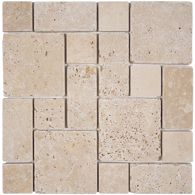 Satori Ivory Versailles 12-in x 12-in Honed Natural Stone Travertine Versailles Floor and Wall Ti... | Lowe's