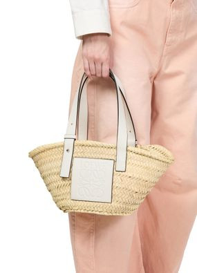 Small Basket bag in palm leaf and calfskin - LOEWE | 24S US