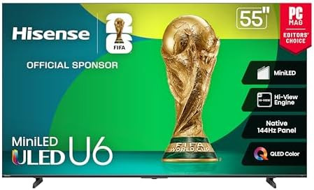 Hisense 55" Class U6 Series Best Value Mini-LED 4K UHD Smart HDR Gaming Fire TV (55U65QF, 2025 Mo... | Amazon (US)