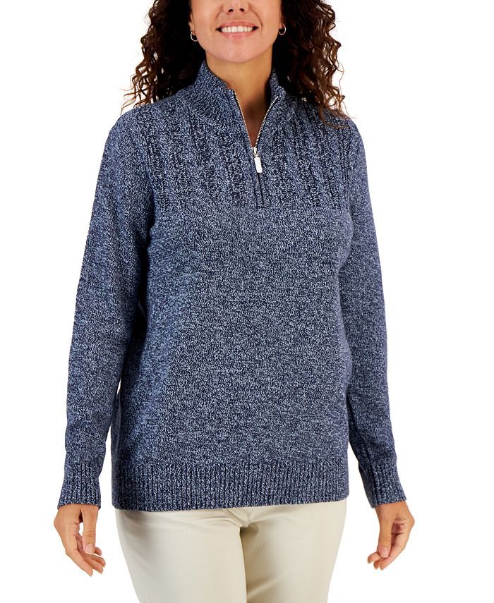Karen Scott Women's Cotton Quarter-Zip Sweater, Created for Macy's & Reviews - Sweaters - Women -... | Macys (US)