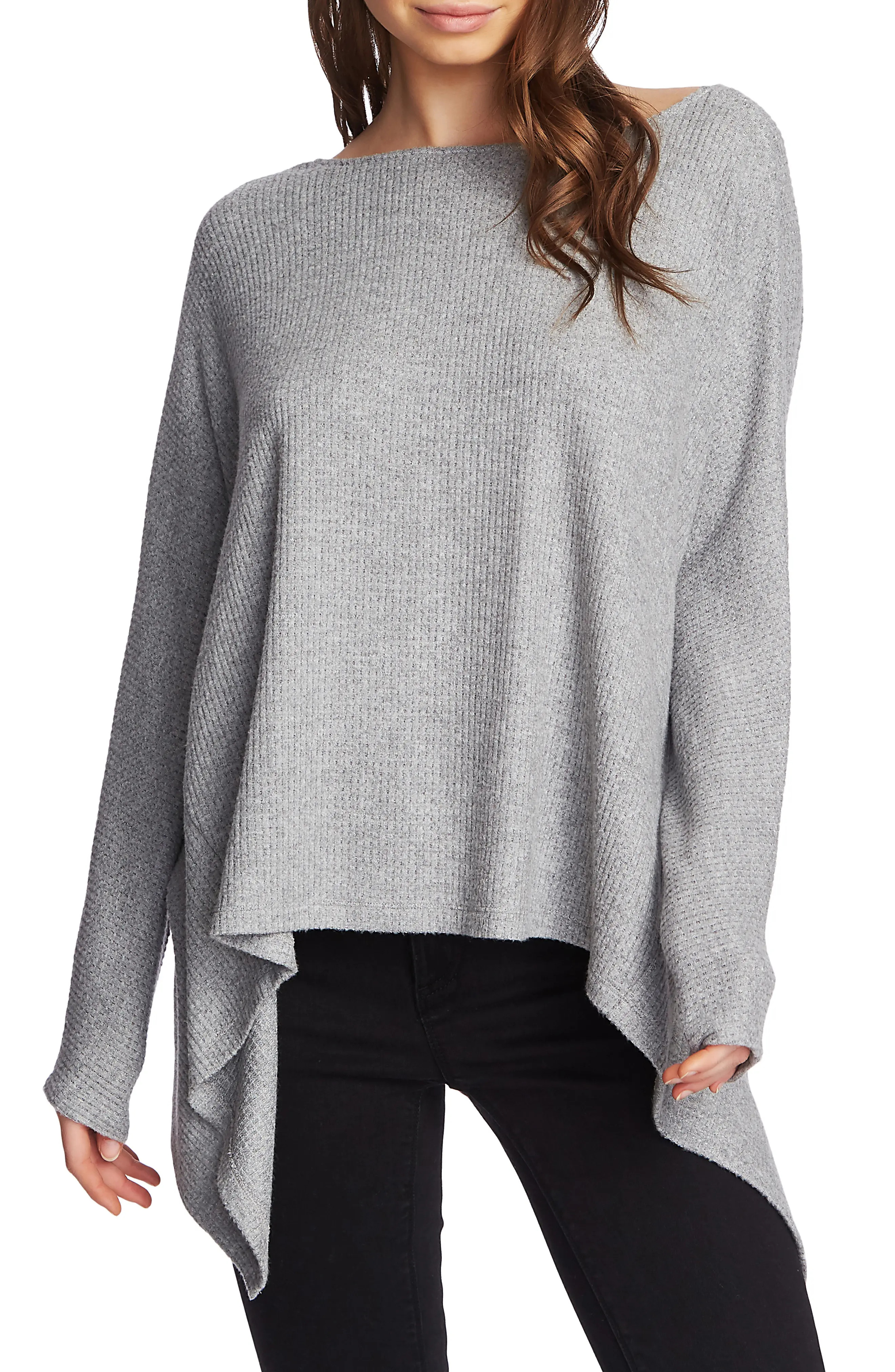 Women's 1.state Knot Back Waffle Knit Top, Size XX-Small - Grey | Nordstrom