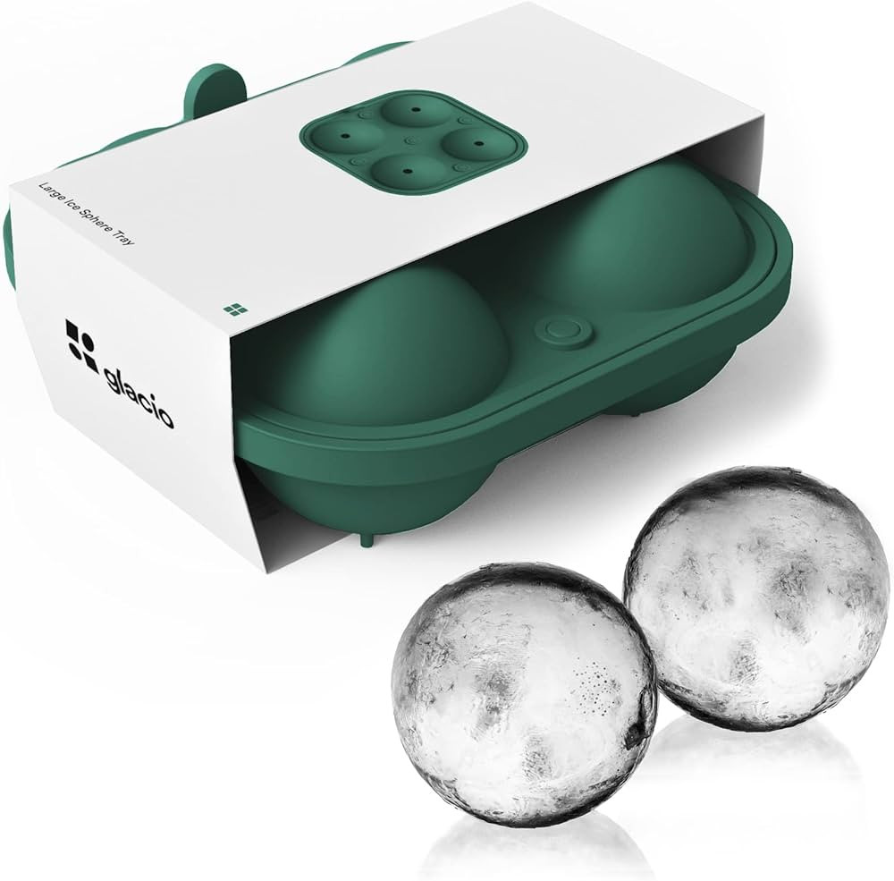 glacio Large Ice Sphere Mold Tray - Whiskey Ice Sphere Maker - Makes 2.5 Inch Ice Balls - Green | Amazon (US)