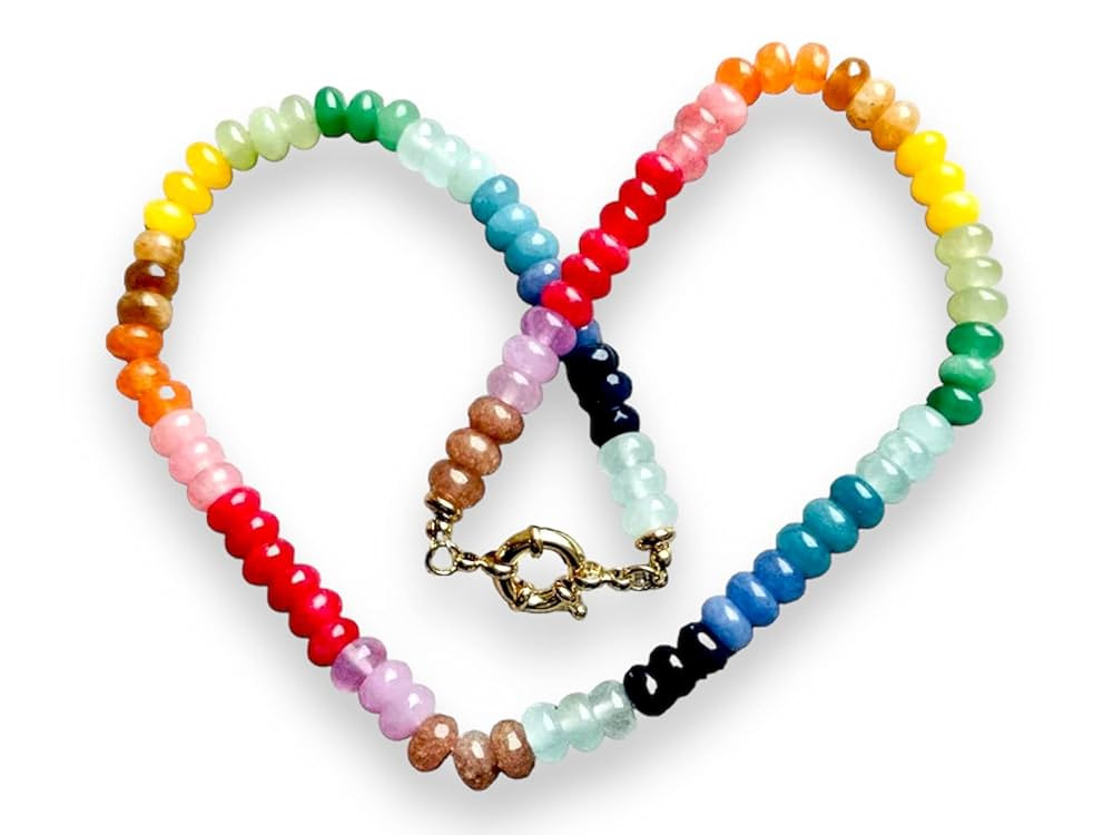 Rainbow Gemstone Bead Necklace - 18in (Rainbow) | Amazon (US)