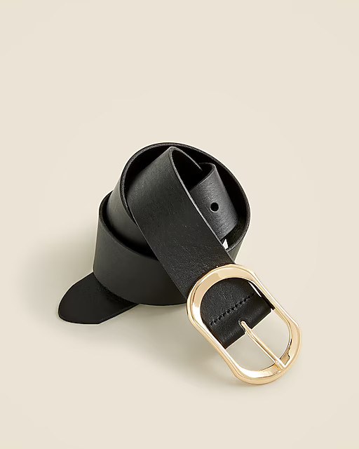 Oval buckle belt in Italian leather | J. Crew US