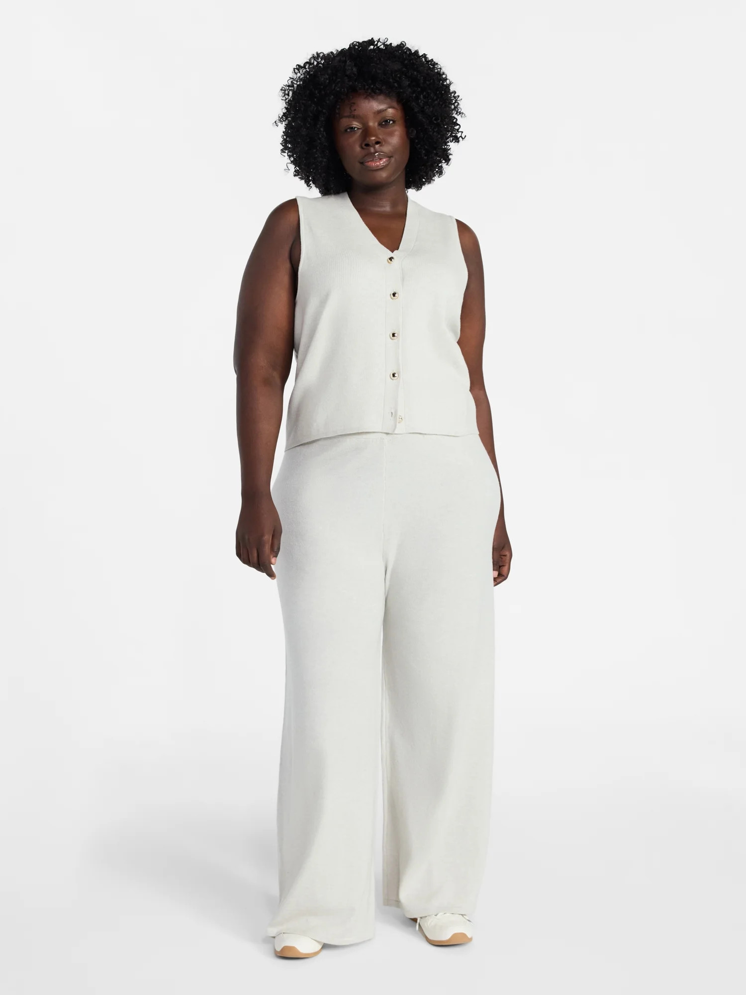 Terra & Sky Women's Plus Size Vest and Pants Outfit Set, 2-Piece, Sizes 0X-4X | Walmart (US)