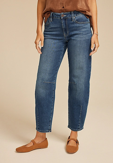 Dark Mid Rise Barrel Jean | Maurices