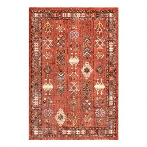 Multicolor Geometric Cotton Shag Tulum Area Rug | World Market