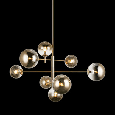 Averley Chandelier, 8-Light, Aged Gold Brass, Clear to Gradient Smoke Glass Shade, 41.75"L (C7070... | Lighting Reimagined