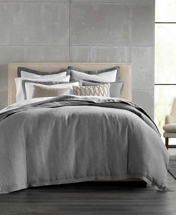 Grey Linen King Duvet Cover, Created for Macy's | Macys (US)