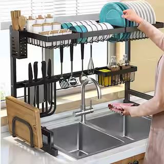 40.5 in. Black Stainless Steel Standing Wide Over Sink Dish Drying Rack | The Home Depot