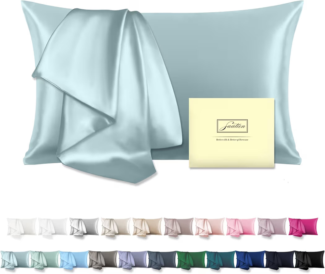 Mulberry Silk Pillowcase, Standard Size 20"X 26", Pillow Covers, Haze Blue | Amazon (US)
