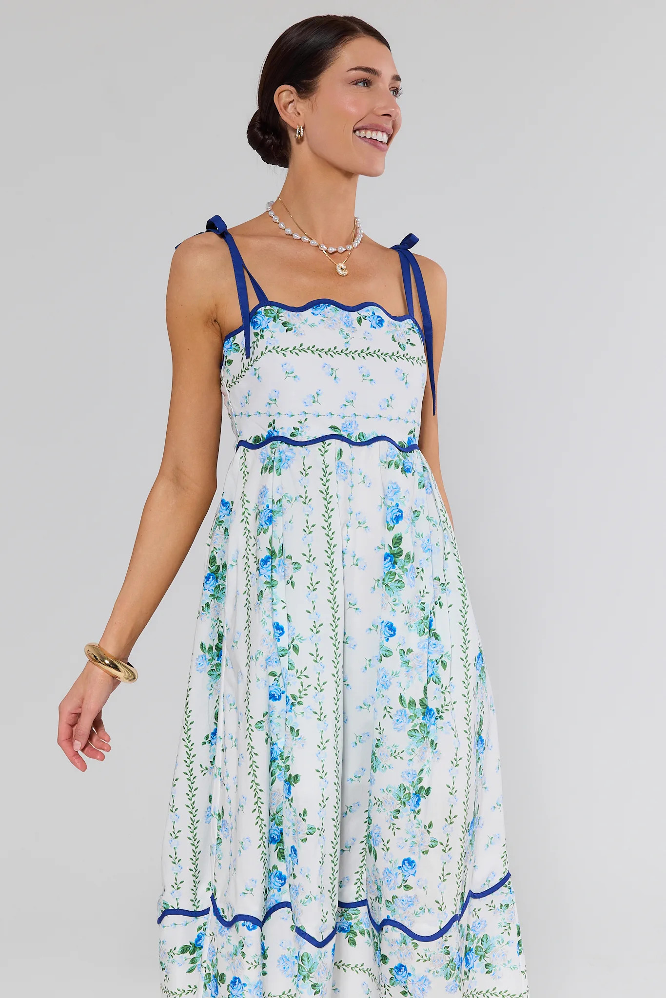 Flora Blue Floral Print Midi Dress | Avara
