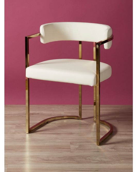 29in Faux Leather And Brushed Metal Frame Dining Chair | Best Sellers | HomeGoods | HomeGoods