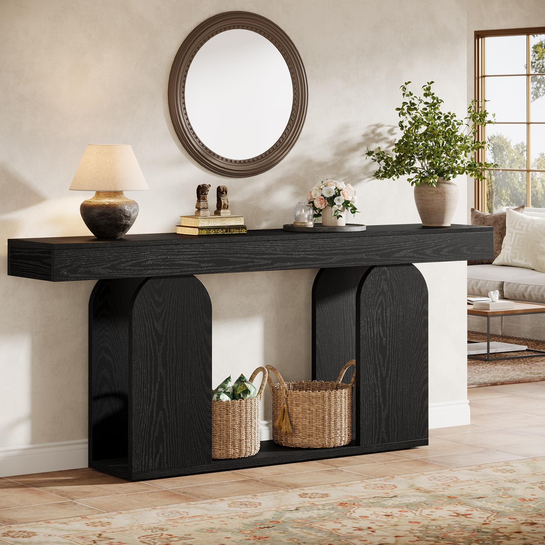 Tribesigns Farmhouse Wood Console Table, 70.9-Inch Entryway Accent Table with U-Shaped Base, 2-Ti... | Amazon (US)