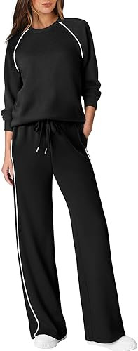 Sampeel Women 2 Piece Lounge Sets Sweatsuit Fall Outfits Matching Wide Leg pants Set Tracksuit Tr... | Amazon (US)