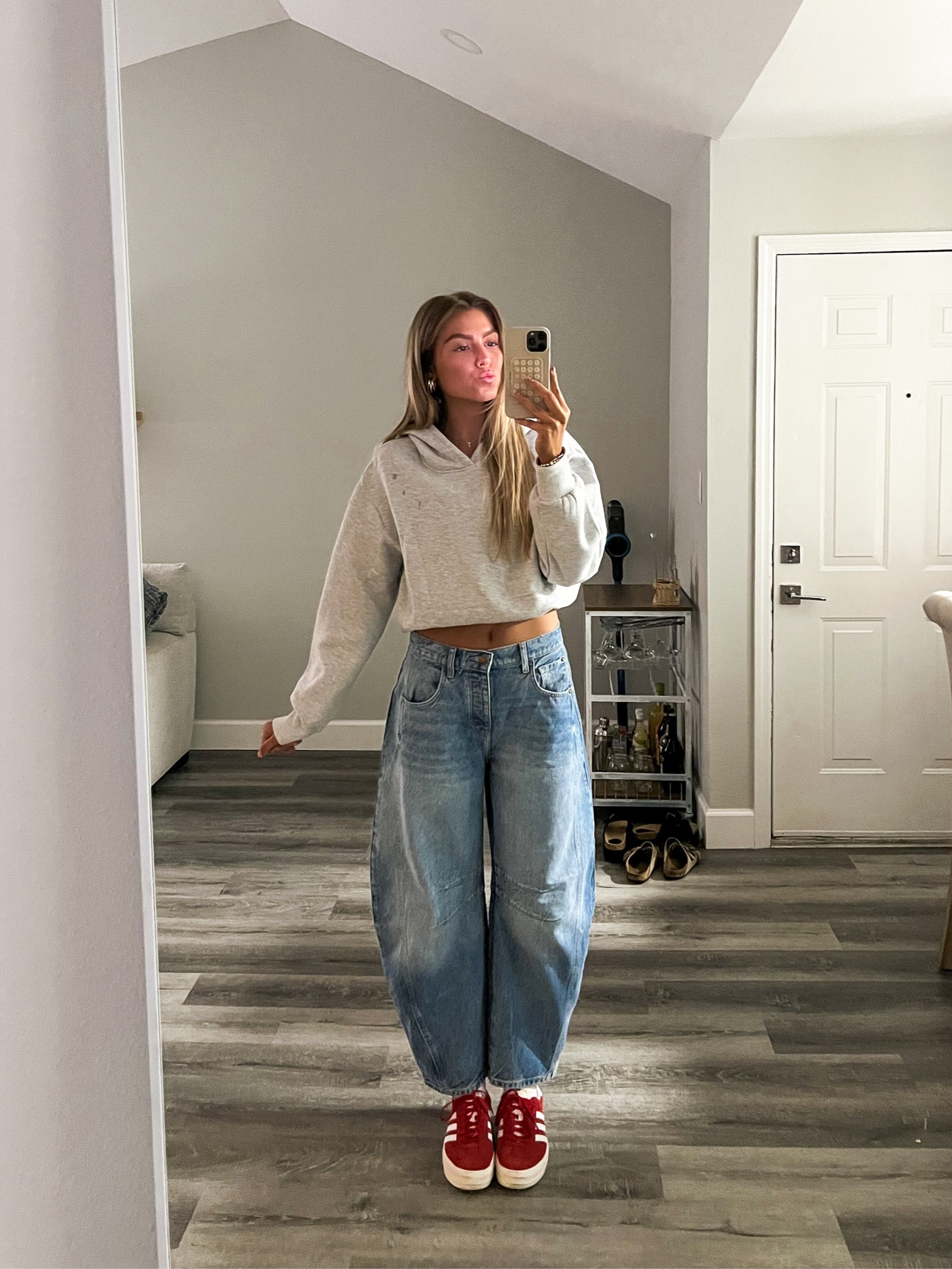 NEW FAV JEANS! Sized up to a 26 to make them low rise. Wearing a small in the hoodie  

#LTKstyletip #LTKshoecrush