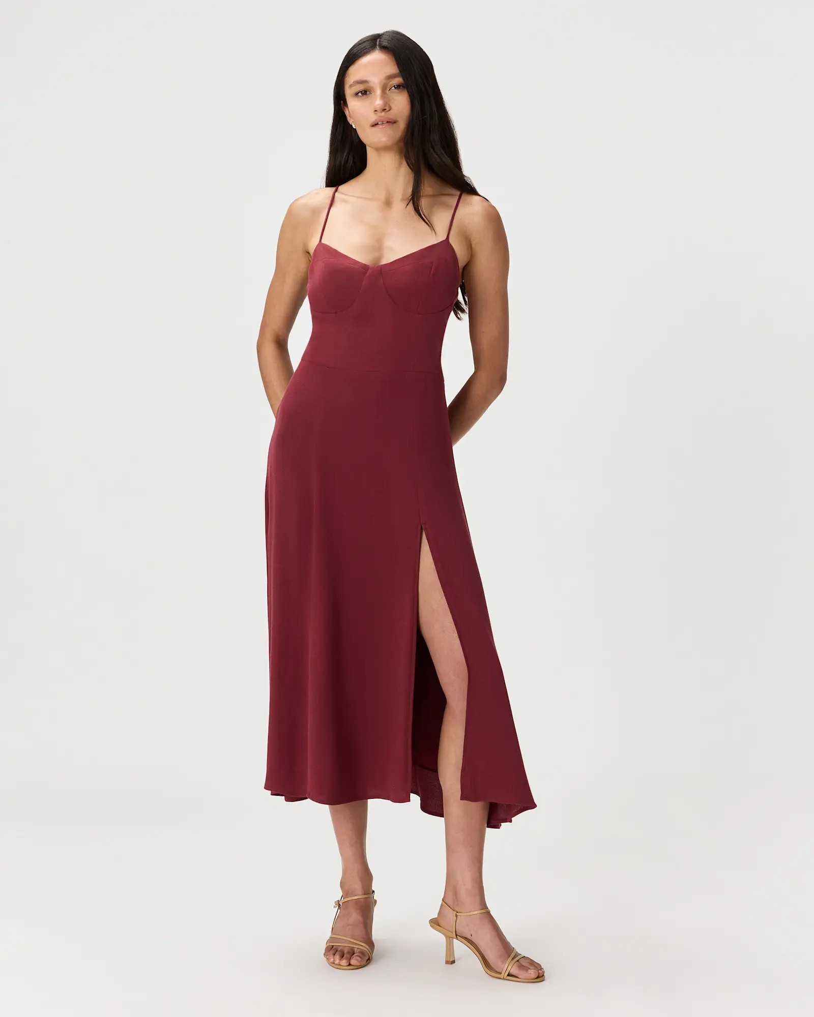 Lightweight Crepe Sweetheart Midi Dress | Quince