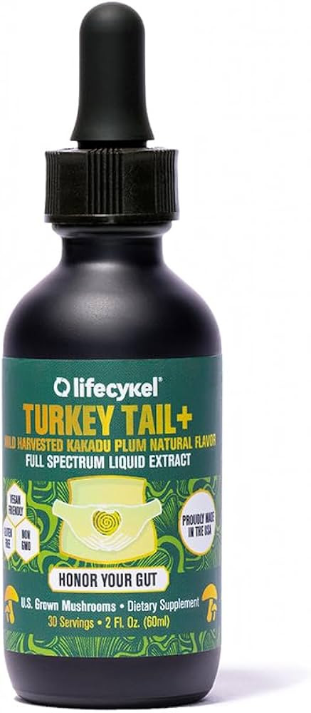 LIFE CYKEL Turkey Tail Mushroom Liquid Extract w/Kakadu Plum- 100% Organic Turkey Tail Mushrooms-... | Amazon (US)