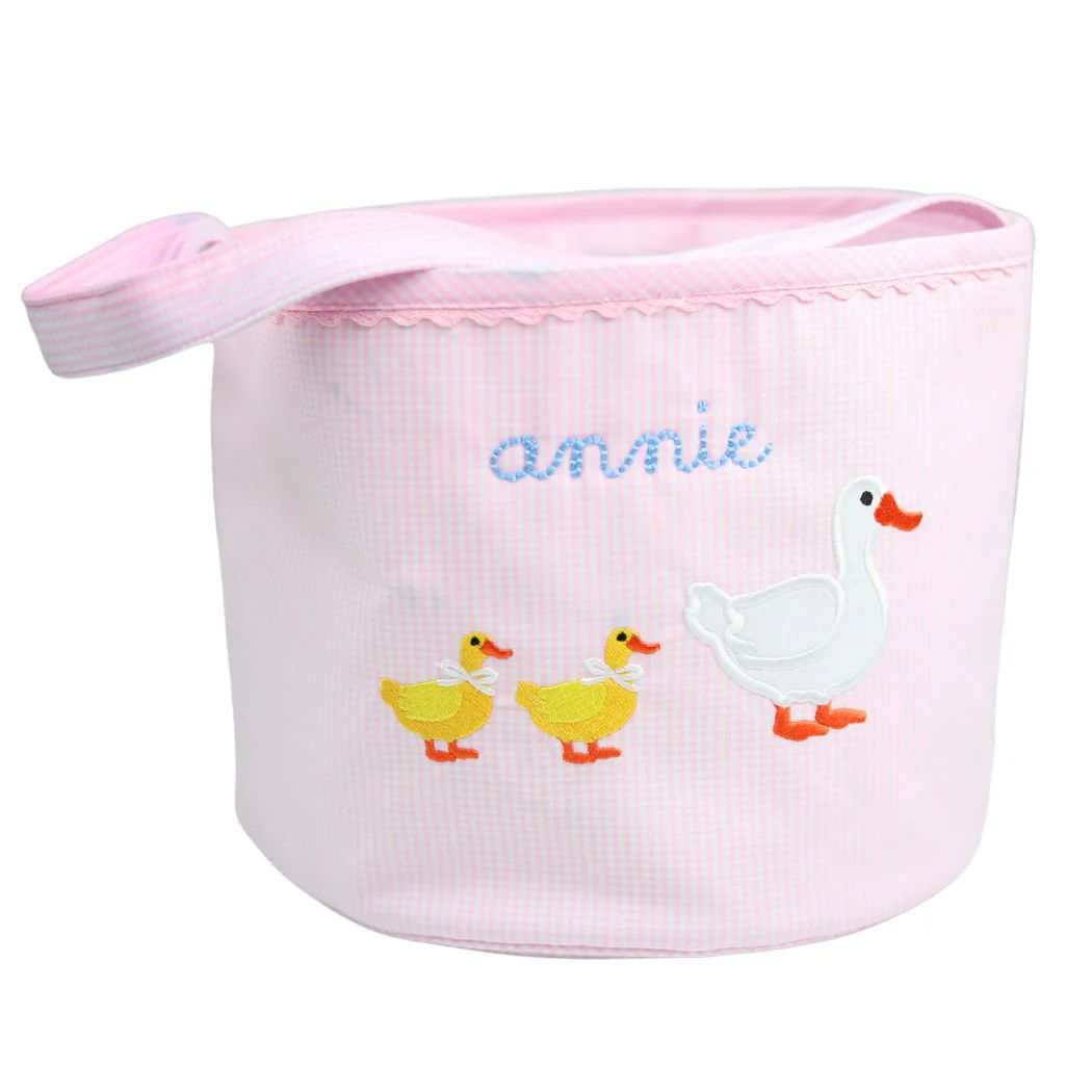 Pink Personalized Duckling Easter Bucket | The Bella Bean