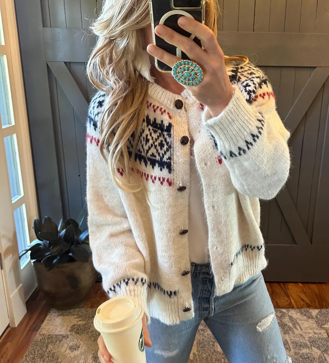 Handmade Fair Isle Knit Cardigan: Cotton Wool Blend Sweater, by Lavender Tribe Design | Etsy (US)