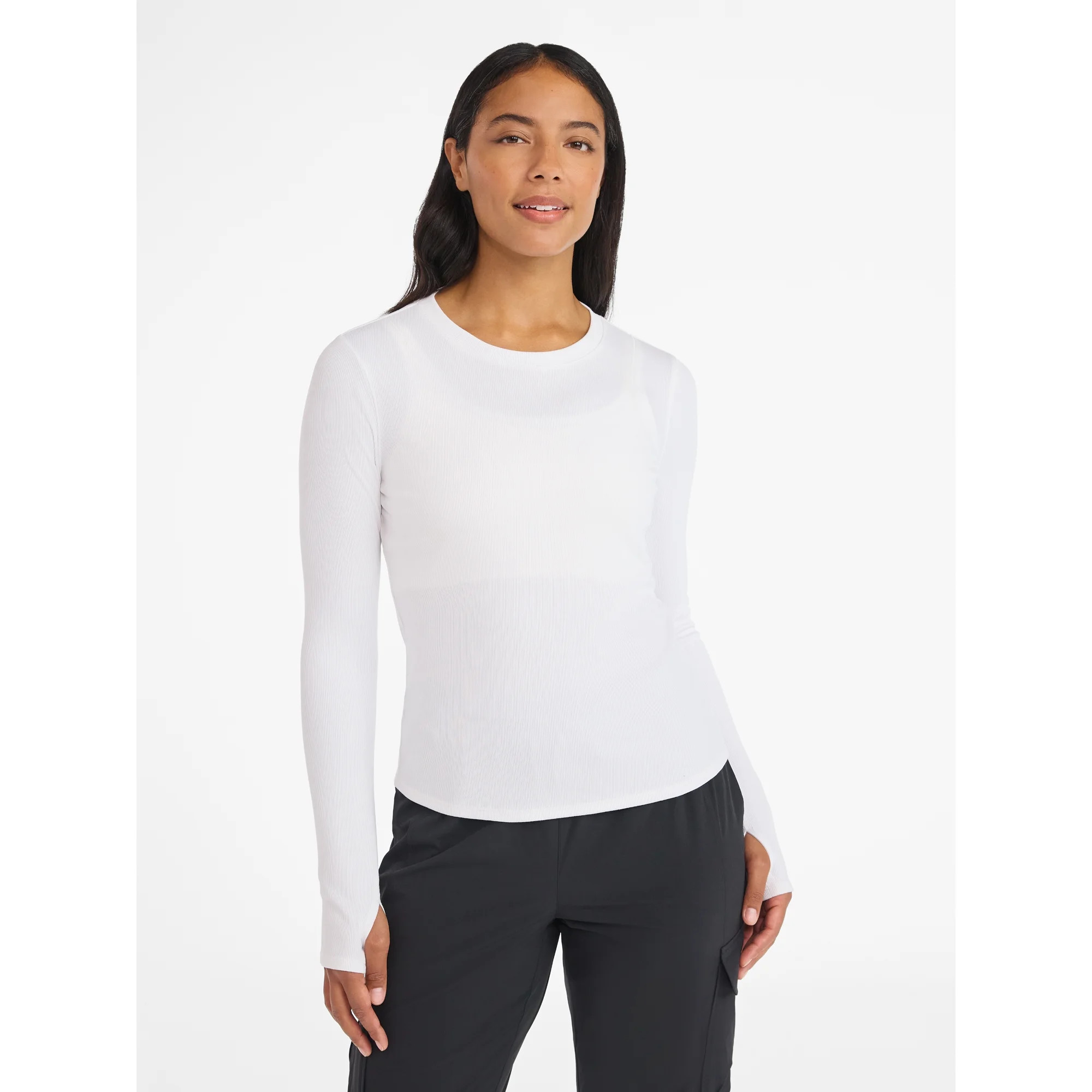 Avia Women's and Women's Plus Rib Seamed Long Sleeve Tee, Sizes XS-4X | Walmart (US)