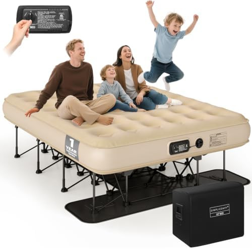 Simpli Comfy Queen EZ Bed Self-Inflating Air Mattress with Built-in Frame | Amazon (US)