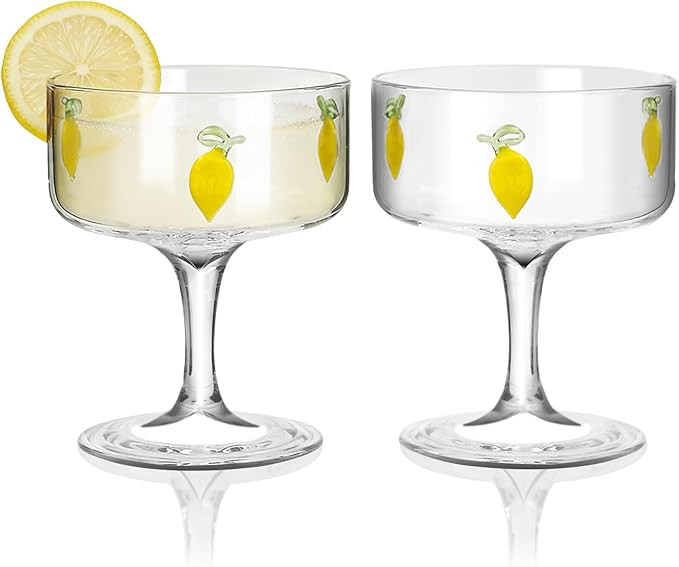 2PCS Icon Coupe Glasses High Borosilicate Glass Party Glassware, Durable & Lead-Free Decorative D... | Amazon (US)