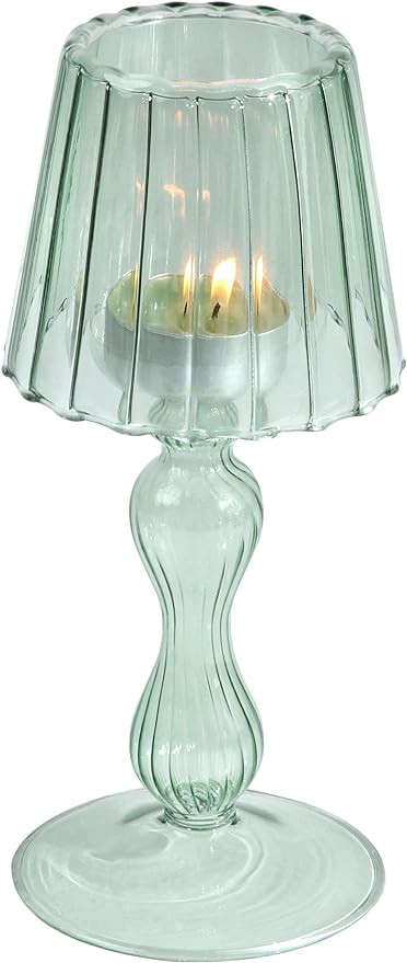 DarkGreen Glass Votive Candle Holders - Glass Hurricane Candleholders Crystal Decorative Lamp Sha... | Amazon (US)