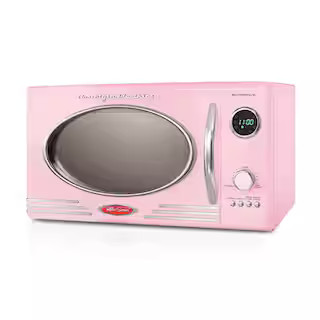 Nostalgia 0.9 Cu. ft. 800-Watt Retro Countertop Microwave Oven, Pink NRMO9PK - The Home Depot | The Home Depot