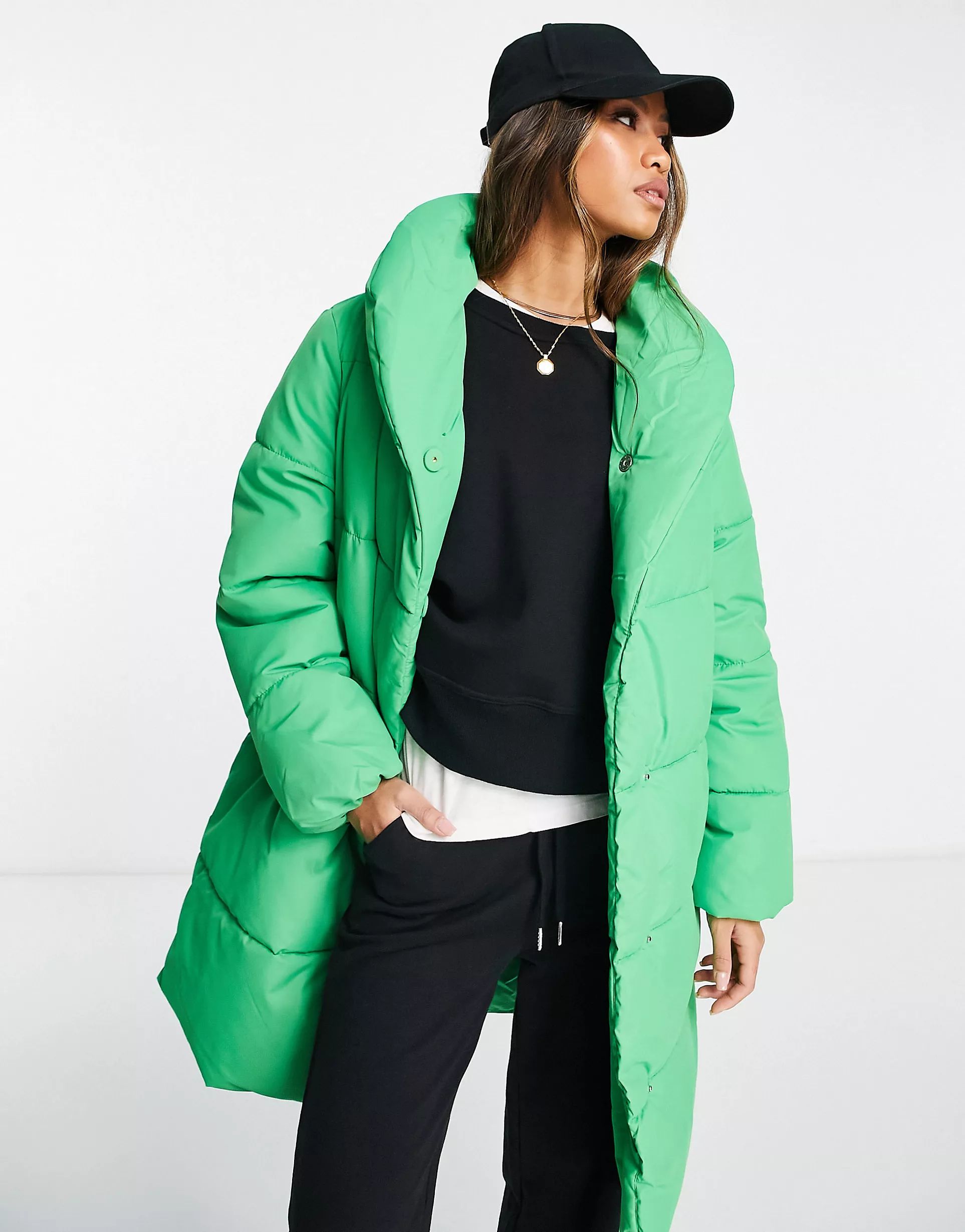 Vila padded coat in green | ASOS (Global)