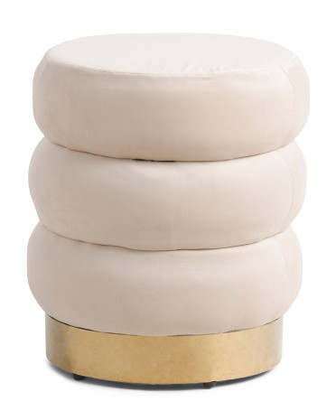 Velvet And Metal Base Stool | Marshalls