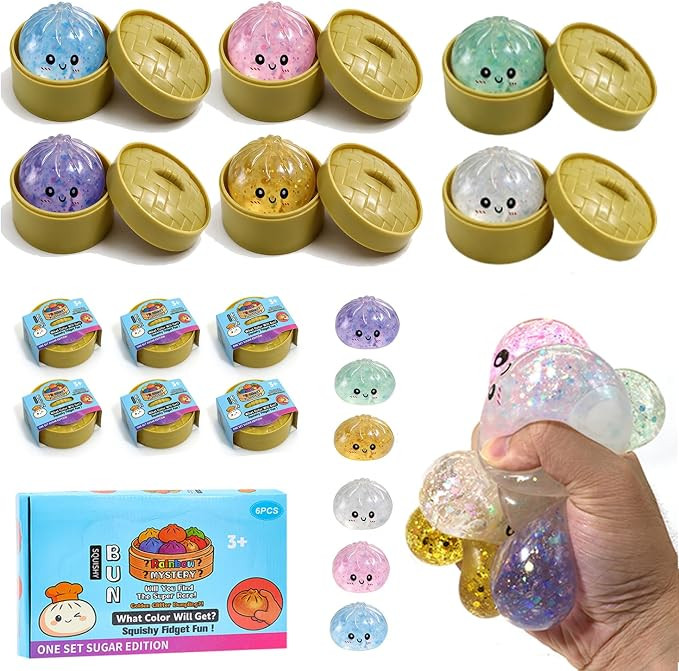 6Pcs Dumpling Squeeze Toys,Squishy Toy Mystery Box, Slow Rising Squeeze Toy, Squishy Squeeze Reli... | Amazon (US)