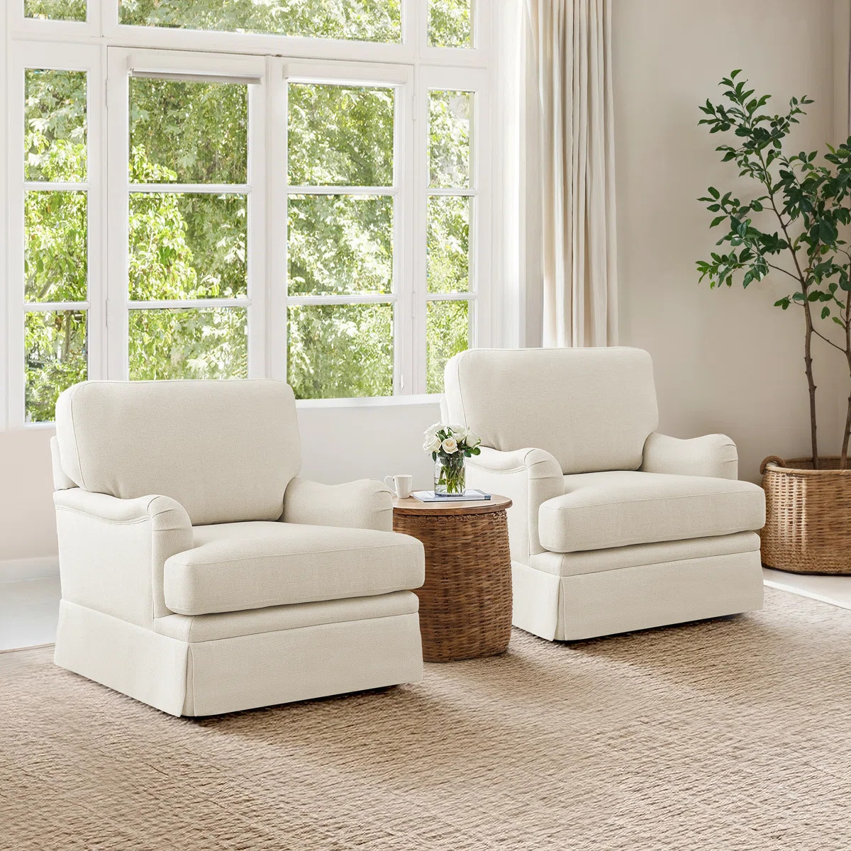 Madelina 32.7" W Swivel Armchair with Round Arms | Wayfair North America