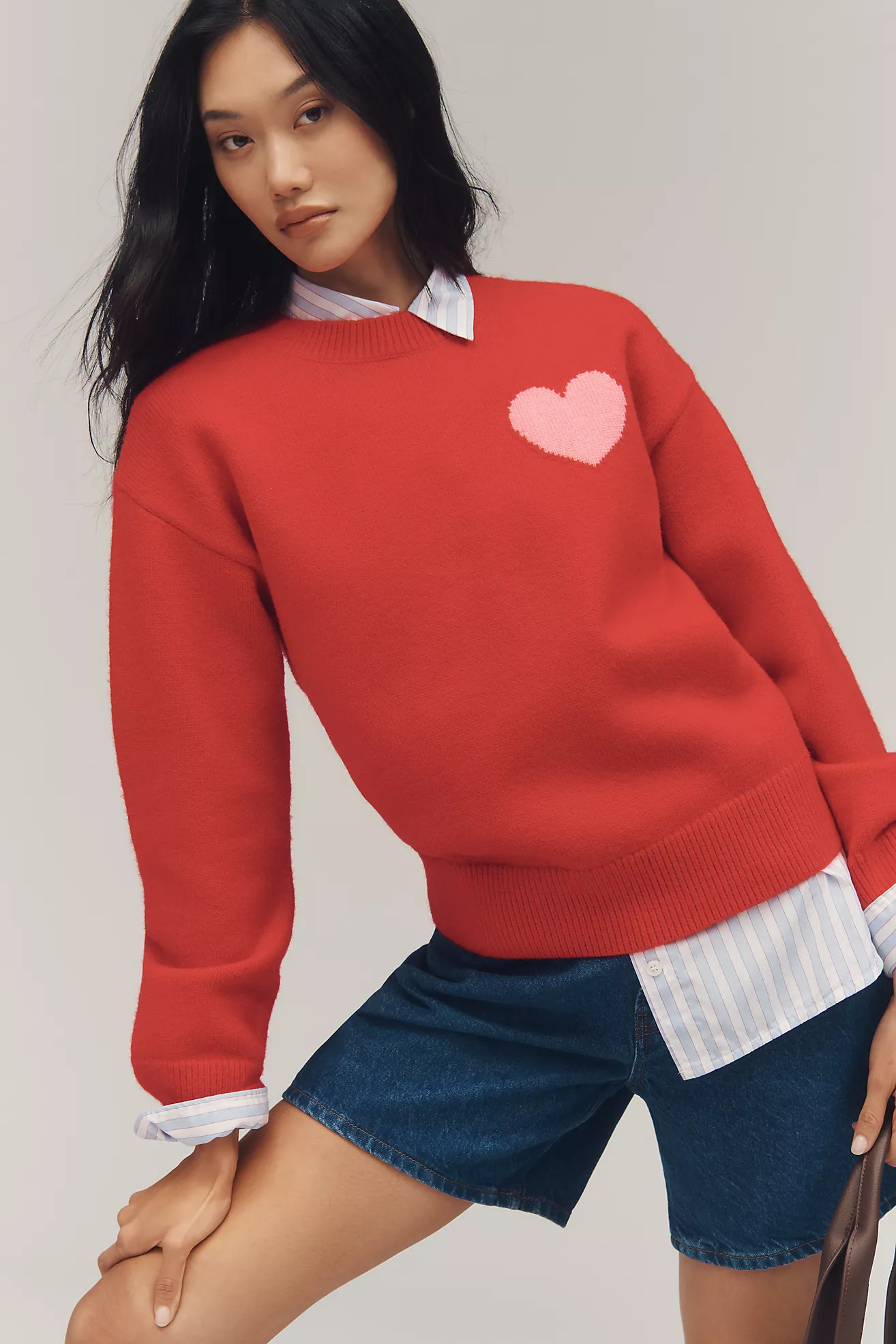 English Factory Heart Icon Long-Sleeve Crew-Neck Sweater | Anthropologie (US)