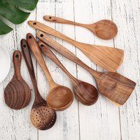 7Pcs Wooden Kitchen Utensil Set, Natural Wood Tableware Spoon, Cooking Utensil, Kitchenware Housewar | Etsy (US)