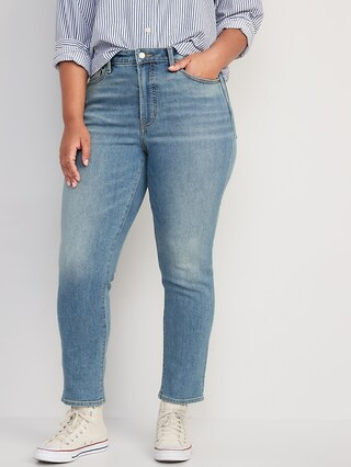 High-Waisted O.G. Straight Built-In Warm Ankle Jeans for Women | Old Navy (US)