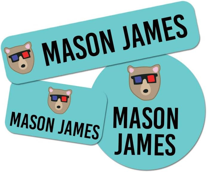 Custom Boy Combo Label Pack (88 ct.) - Waterproof Name Stickers - Stick-On & Easy to Apply (Bear) | Amazon (US)
