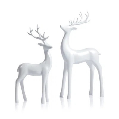 Pearl White Deer Figurines, Set of 2, Elegant Holiday Décor | Wayfair North America