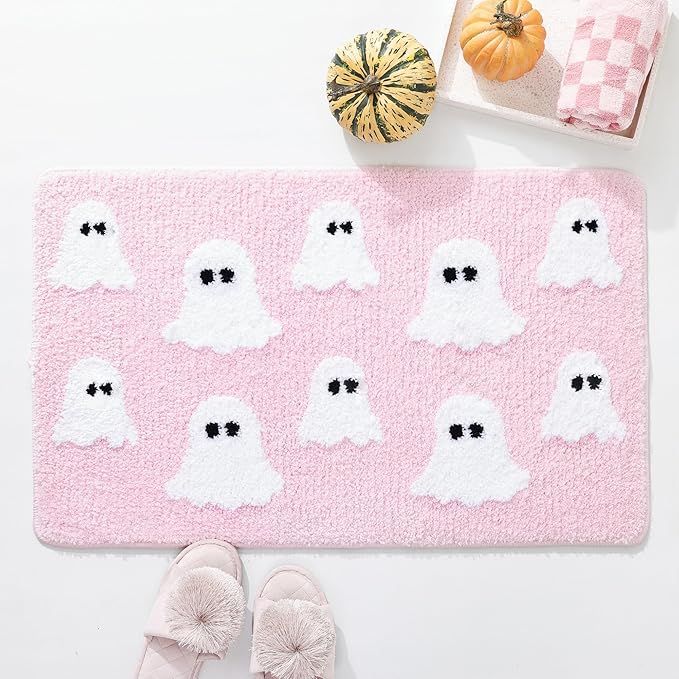 TRUEDAYS Halloween Spooky Ghosts Bath Mat Cute Home Decor Pink Bathroom Rugs for Bathroom Non Sli... | Amazon (US)