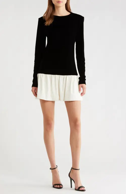 WAYF Maddie Long Sleeve Minidress in Black at Nordstrom, Size Small | Nordstrom