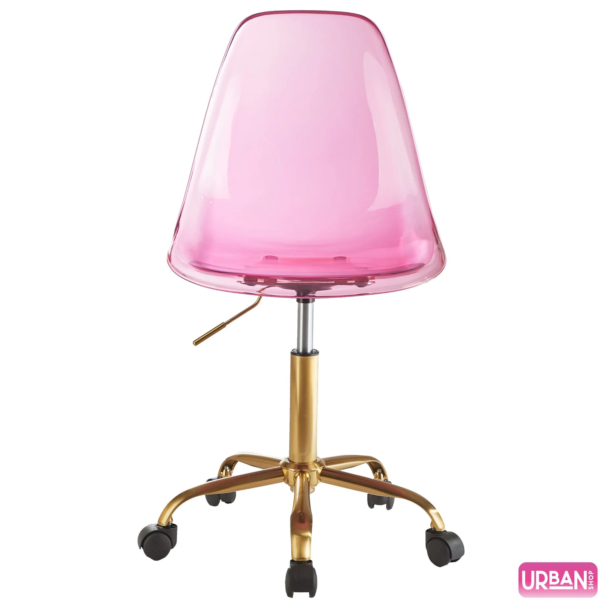 Urban Shop Acrylic and Metal Rolling Office Chair, Hot Pink with Gold Base | Walmart (US)