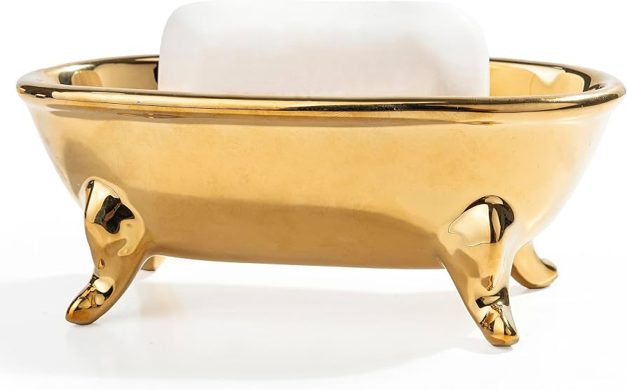 6.7" Ceramic Mini Clawfoot Bathtub Bar Soap Dish, Decorative Bar Soap Holder, Soap Tray Sponge Ho... | Amazon (US)