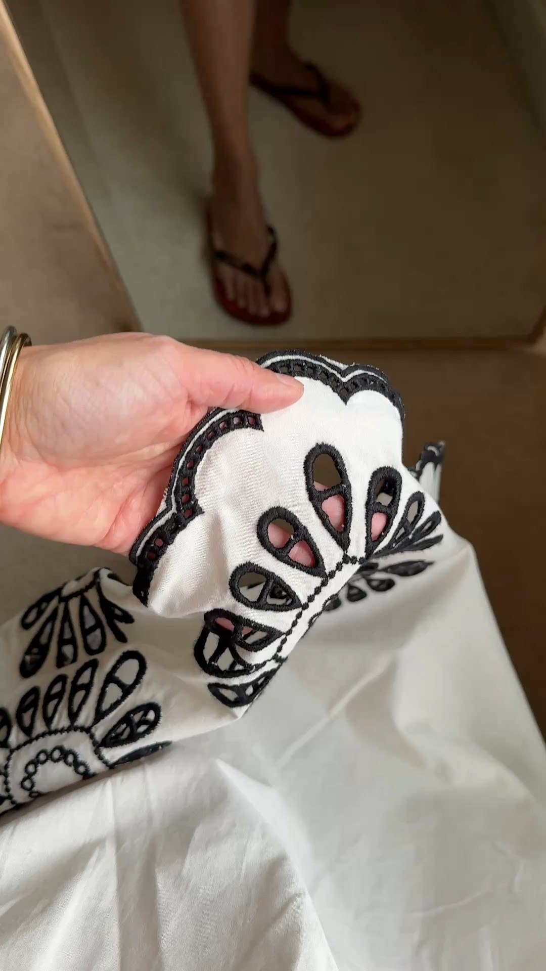 Spring dress. Spring break. Vacation. Easy cotton dress under $40. 
-This dress is made from 100% cotton, which is hard to find at that price point. Pretty embroidered details and a scalloped hem with a pretty eyelet pattern on the bottom. 
-It is unlined, but super lightweight. 
-Pockets and elastic waistband. 
-True to size; top was roomy for me. 
-The design feels like something from Madewell. 
-Elevated flip flops with tortoise straps and t-strap style with link detailing. Both true to size. 
-Birkenstock sandals true to size. 
-Layer with light cardigan or denim jacket. 


#LTKTravel #LTKOver40 #LTKFindsUnder50