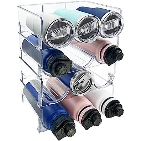 Water Bottle Organizer, Stackable Kitchen Pantry Organization and Storage Shelf, Plastic Water Bottl | Amazon (US)