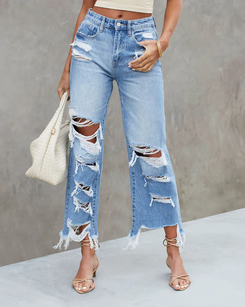 Hayes High Waisted Distressed Jeans | VICI