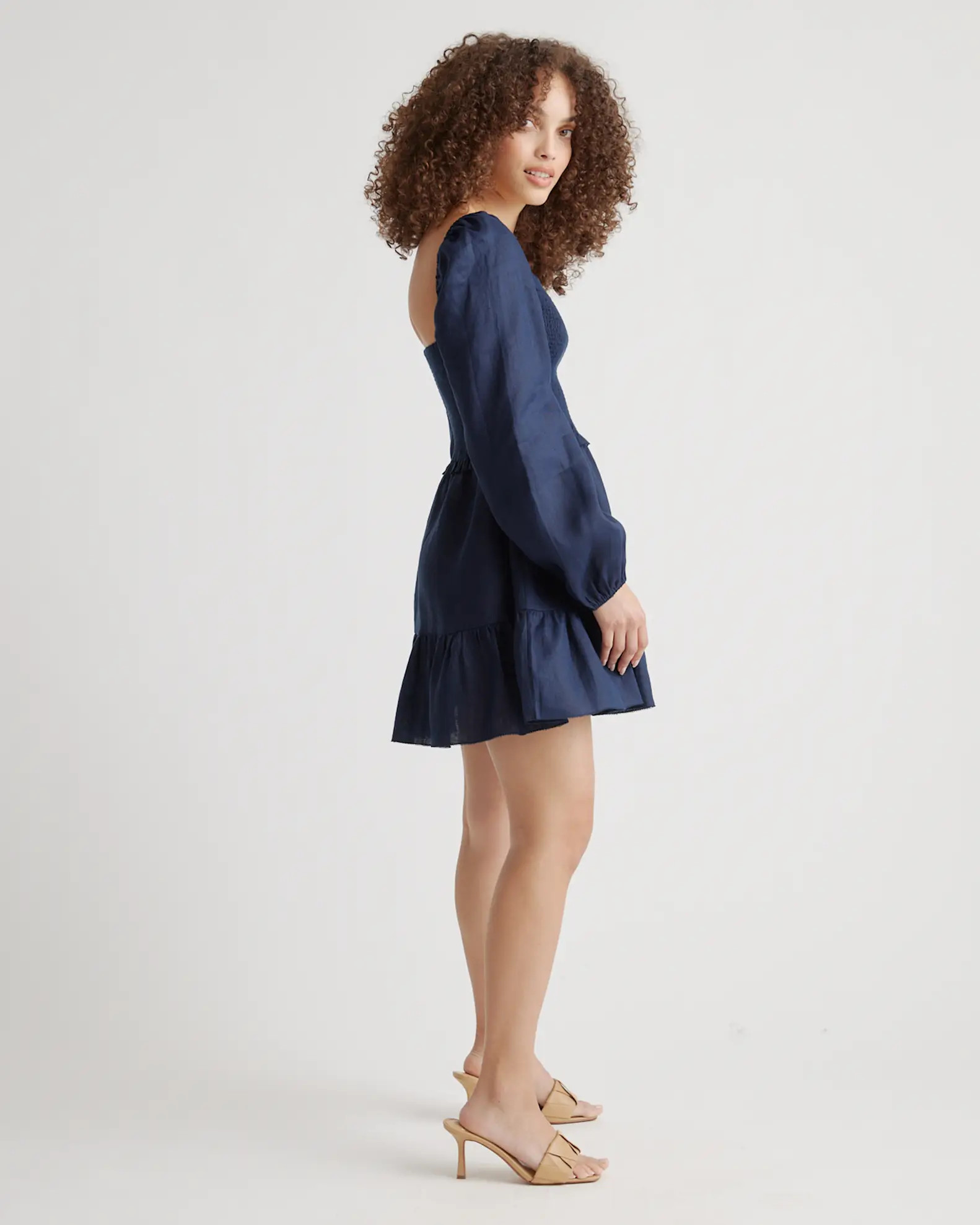 100% European Linen Smocked Mini Dress | Quince