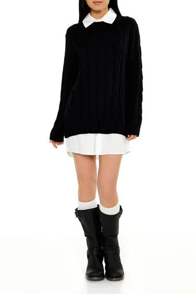 Combo Sweater Shirt Dress | Forever 21