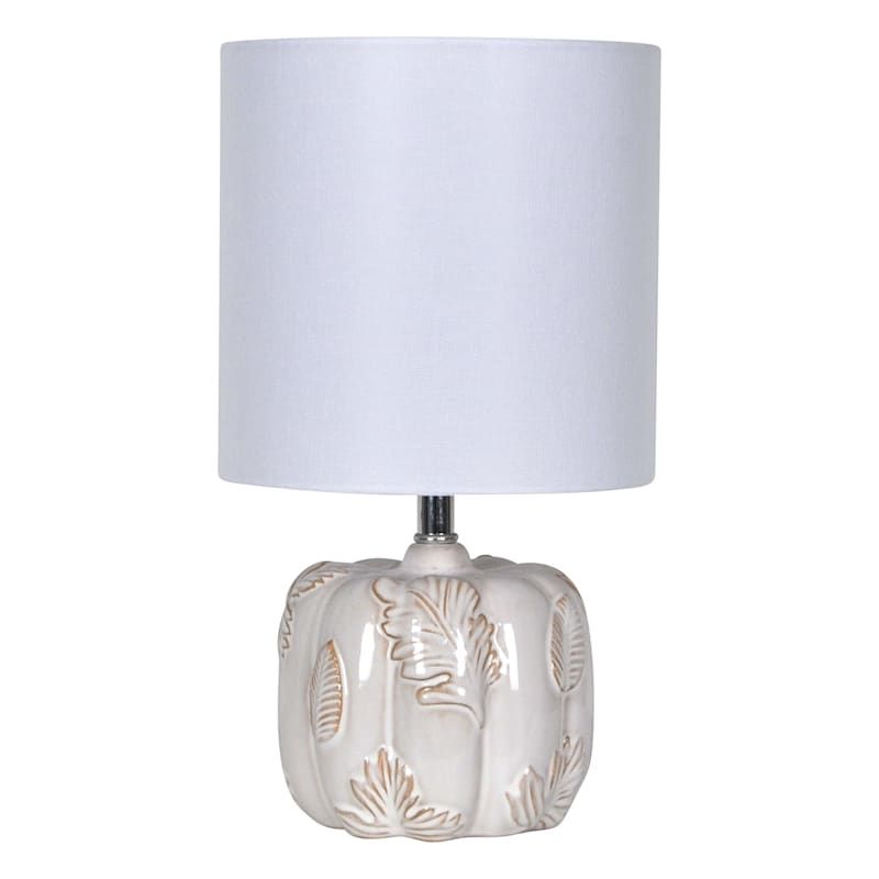 White Ceramic Patterned Pumpkin Lamp, 14" | At Home