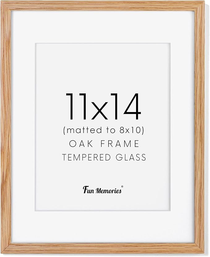 Fun Memories 11x14 Picture Frame, Solid Oak Wood 11 x 14 Photo Frames for Wall, 11 by 14 Frames w... | Amazon (US)