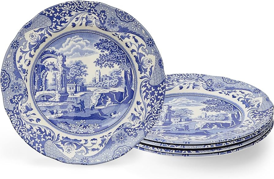 Spode Blue Italian Luncheon Plates | Set of 4 | 9-Inch | Made of Earthenware | Dinner, Salad, and... | Amazon (US)